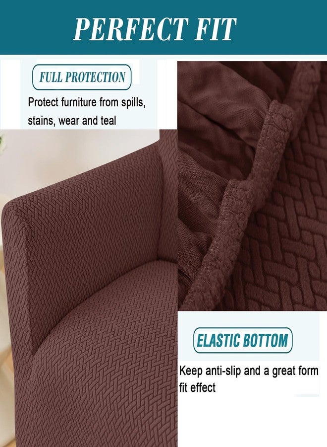 HFCNMY Banquet Armchair Slipcover,Stretch Knitted Jacquard Armchair Cover Washable Chair Covers Soft Chair Slipcovers with Arms Armchair Slipcovers for Living Room Furniture Protector Coffee - Image 4